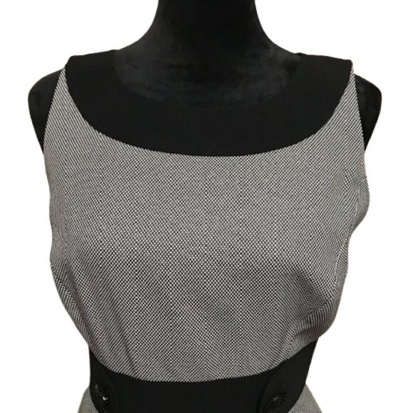 Tahari Arthur S. Levine Black/White Sheath Sleeveless Career Dress Size 6P - Picture 4 of 11